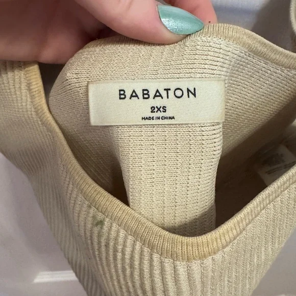 Babaton Cream Ribbed Crop Top - Picture 2 of 2